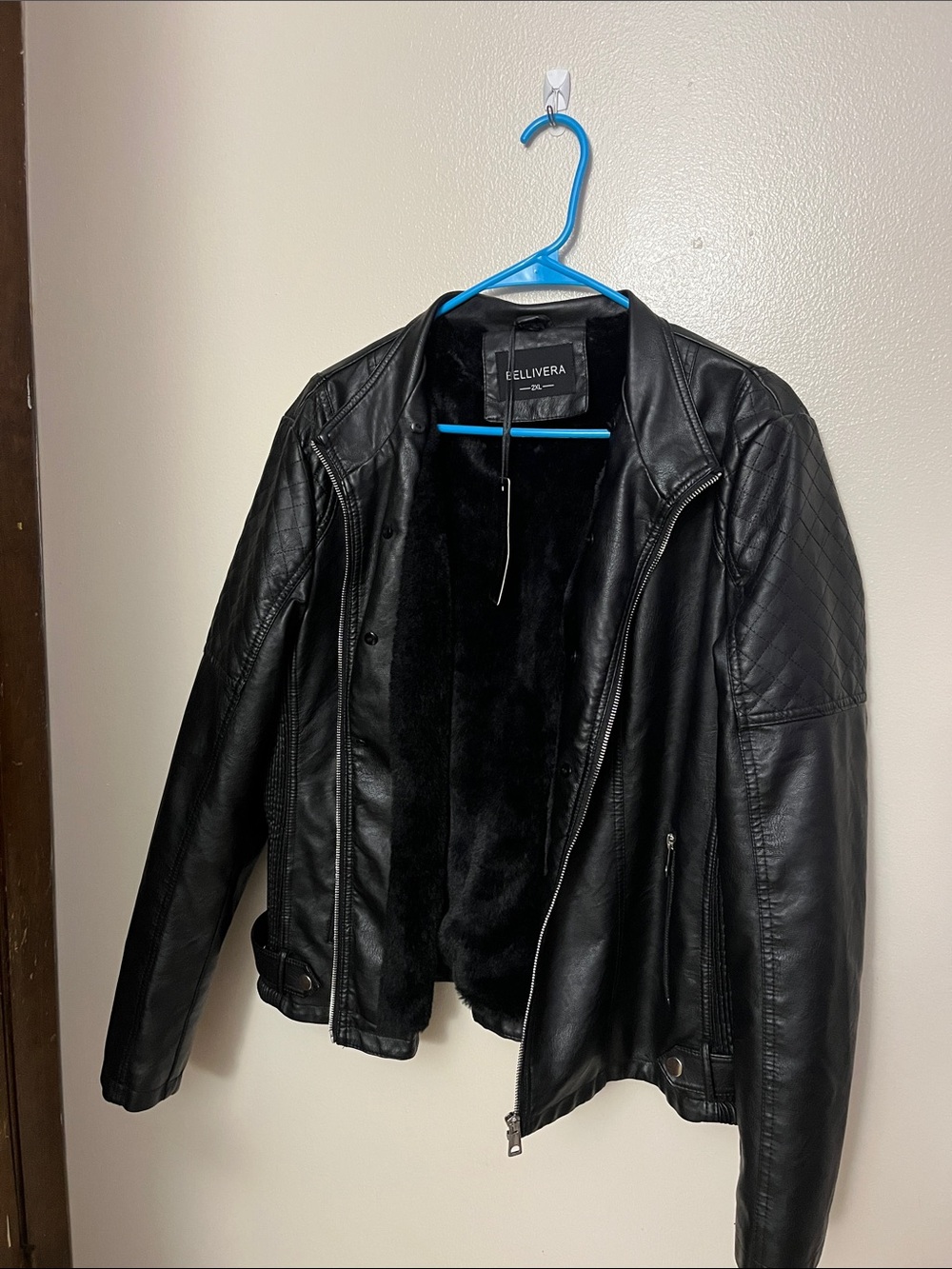 Women's Black Faux Leather Lined Jacket